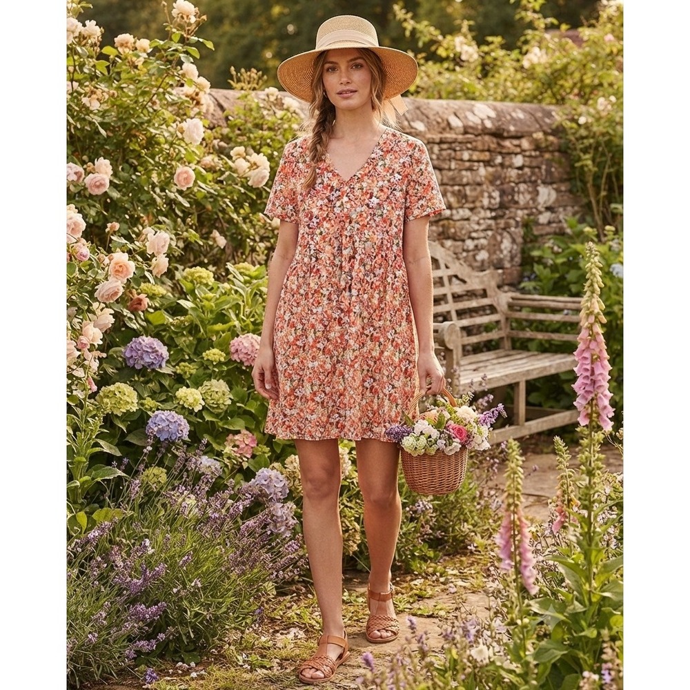 PrettyGarden Floral Babydoll Dress‎ Mini Sz M Boho Cottagecore Outdoor Casual